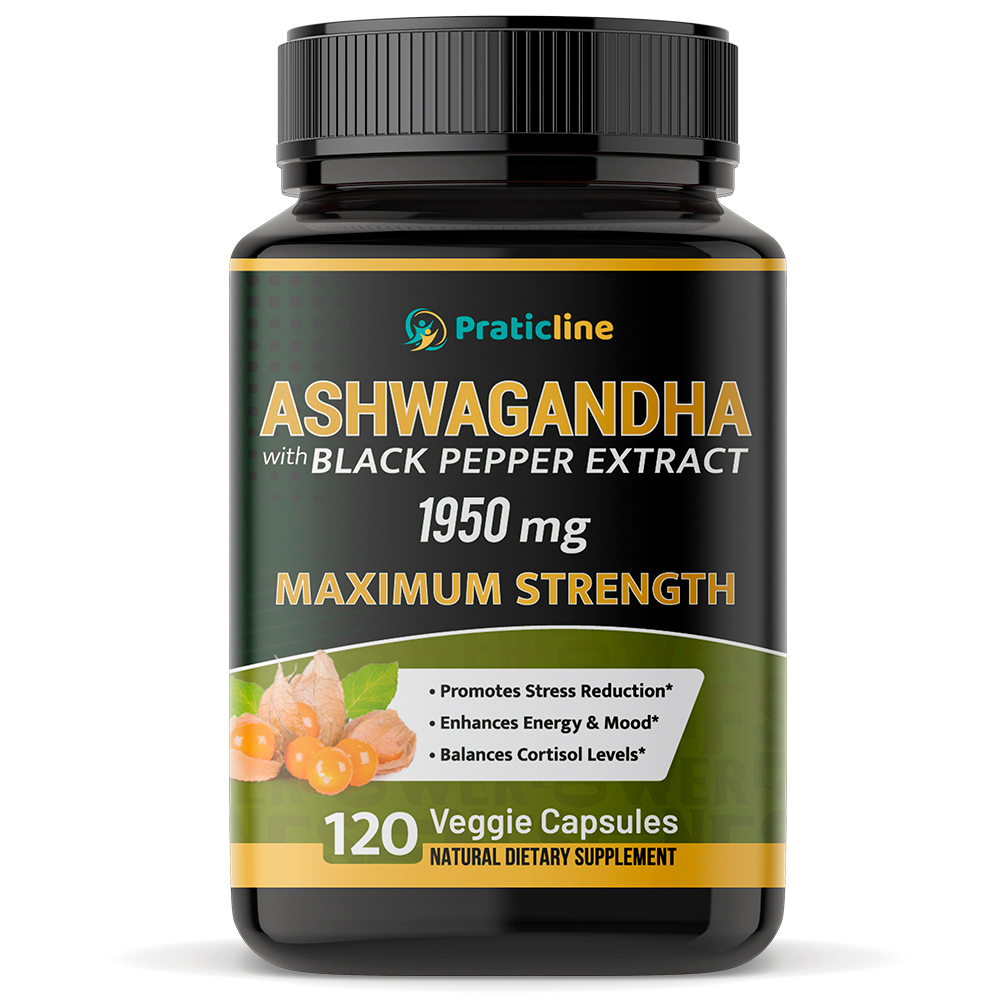 Organic Ashwagandha 1,950 mg - 120 Vegan Capsules - Gluten Free, Non-GMO Supplement, Supports Mood.